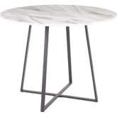 Cosmo 39" Dining Table in Black Metal & White Marble Top